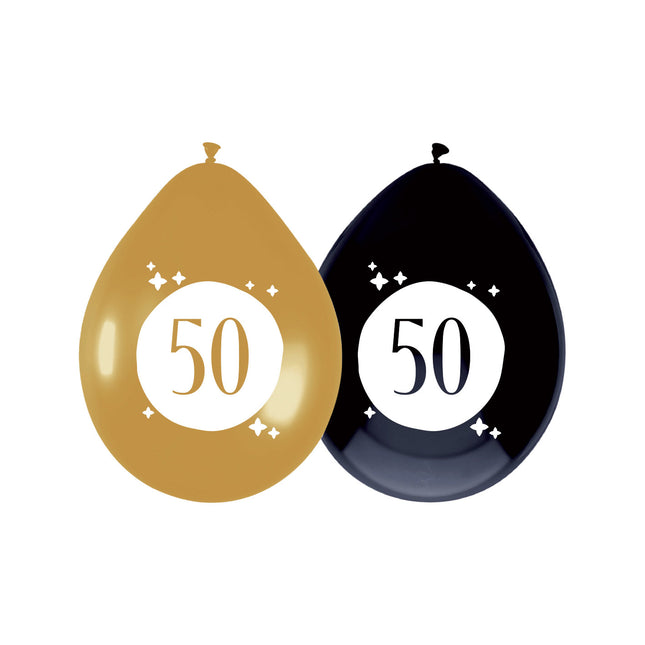 Ballons 50 Jahre Schwarz-Gold 30cm 6Stk