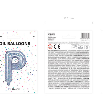 Folienballon Buchstabe P Holographisch Leer 35cm