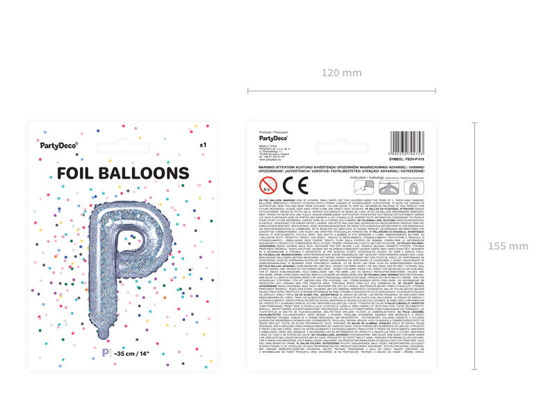 Folienballon Buchstabe P Holographisch Leer 35cm