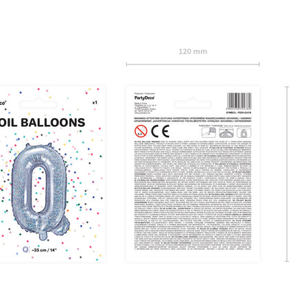 Folienballon Buchstabe Q Holographisch Leer 35cm