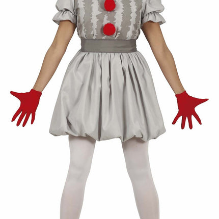 Horror Clown Halloween Kostüm Damen Grau