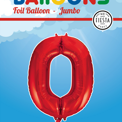 Folienballon Figur 0 Rot XL 86cm leer