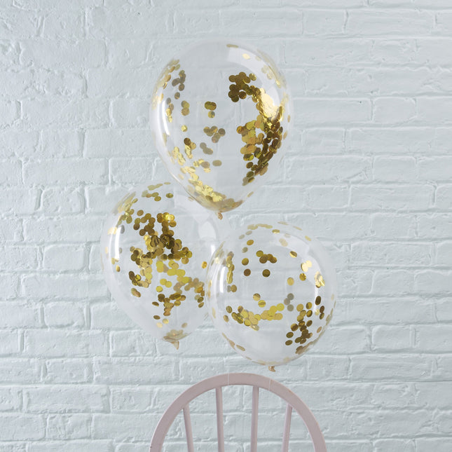 Gold Konfetti Ballons 30cm 5Stück