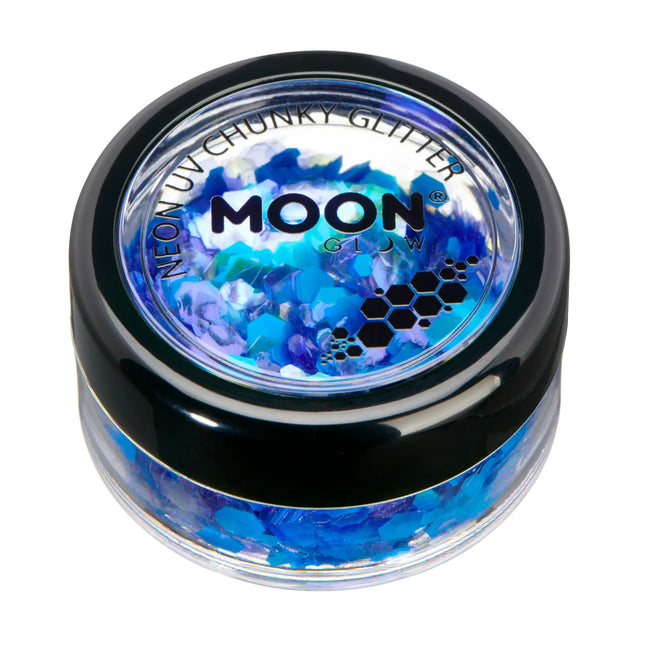 Moon Glow Neon UV Chunky Glitter Blau 3g