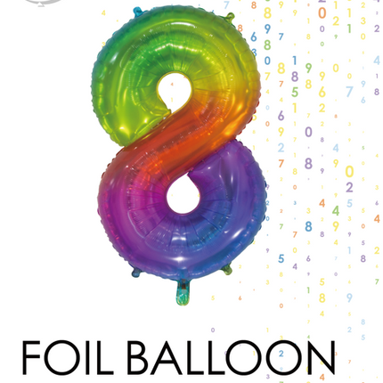 Folienballon Figur 8 Regenbogen Transparent 66cm