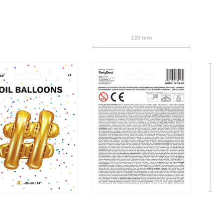 Folienballon Buchstabe # Gold Leer 35cm