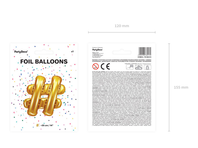 Folienballon Buchstabe # Gold Leer 35cm