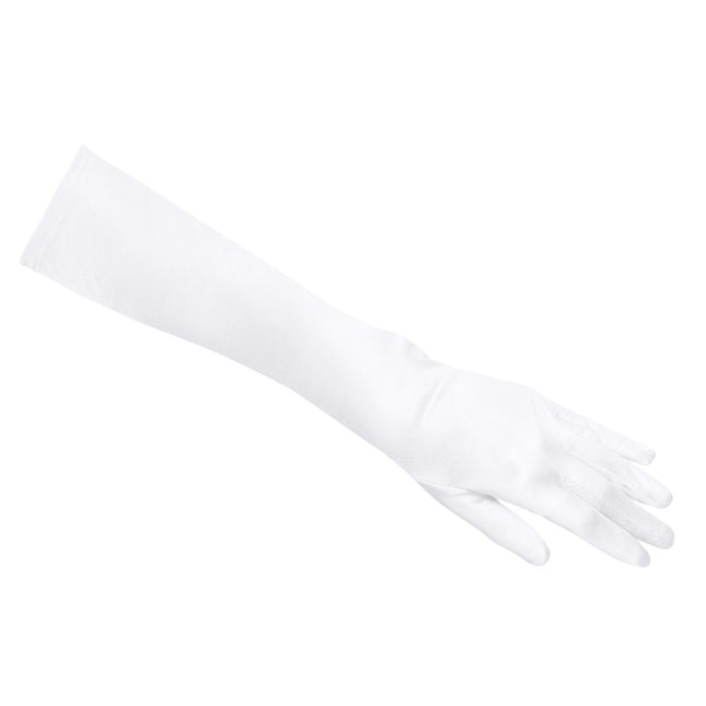 Handschuhe Lang Satin Weiß