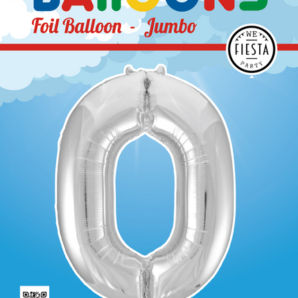 Folienballon Figur 0 Silber XL 86cm leer