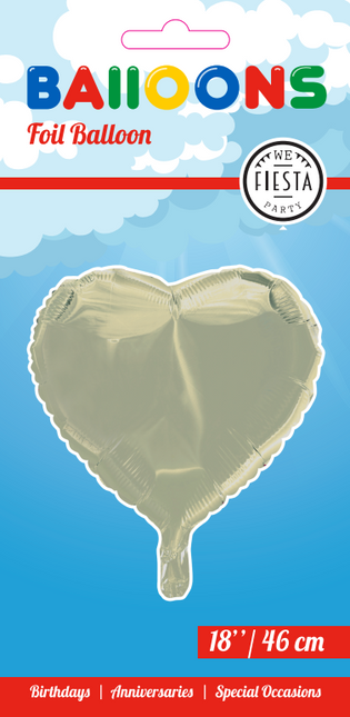 Heliumballon Herz Elfenbein 46cm leer