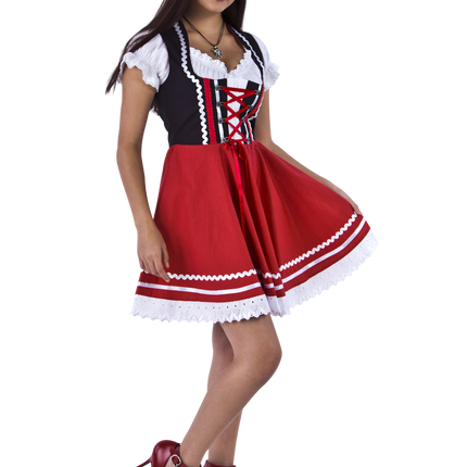 Oktoberfest Dirndl Kleid Oktoberfest Rot Weiß Damen 2 Stück