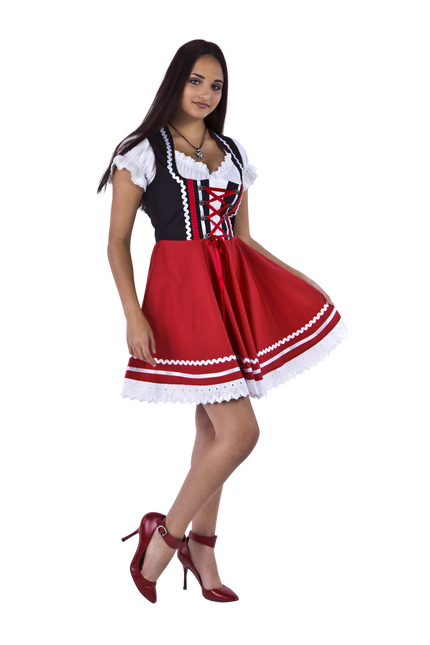 Oktoberfest Dirndl Kleid Oktoberfest Rot Weiß Damen 2 Stück