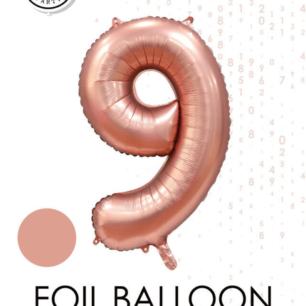 Rose Gold Figur Ballon 9 Jahre Glanz 86cm