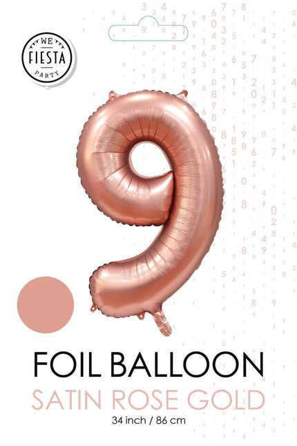 Rose Gold Figur Ballon 9 Jahre Glanz 86cm