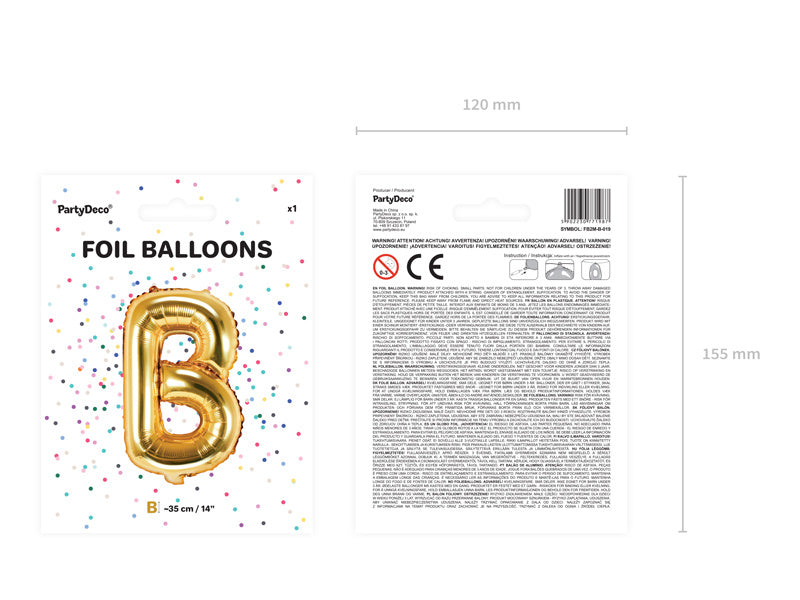 Folienballon Buchstabe B Gold Leer 35cm