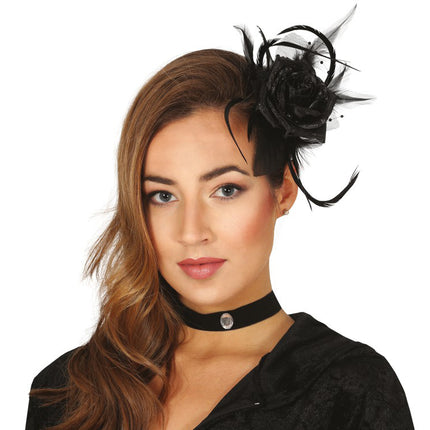 Halloween Haarspange Schwarze Blume