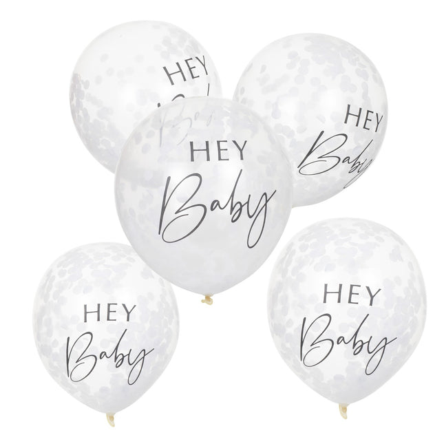 Konfetti Ballons Hey Baby 30cm 5Stk