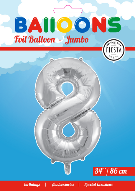 Folienballon Figur 8 Silber XL 86cm leer