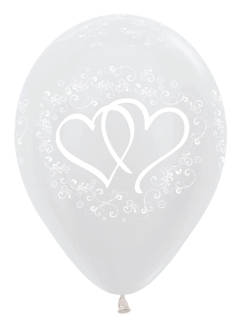 Ballons Entwinted Hearts Perlweiß 30cm 25Stk