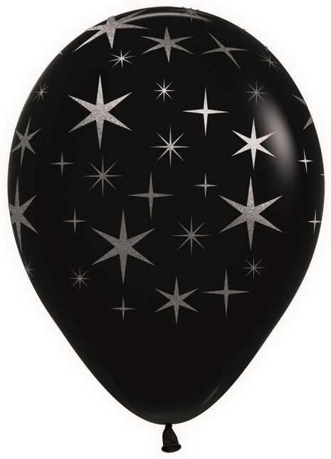 Ballons Bold Stars Schwarz Metallic Tinte Silber 30cm 25Stk