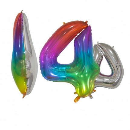 Folienballon Figur 4 Regenbogen Transparent 66cm