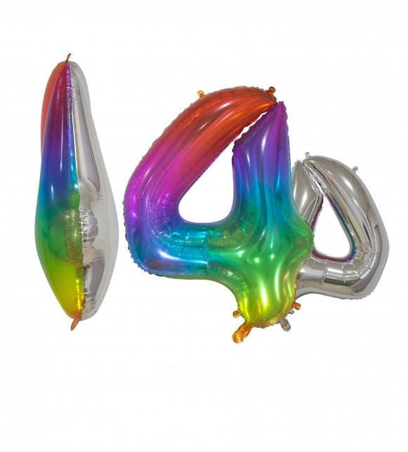 Folienballon Figur 4 Regenbogen Transparent 66cm