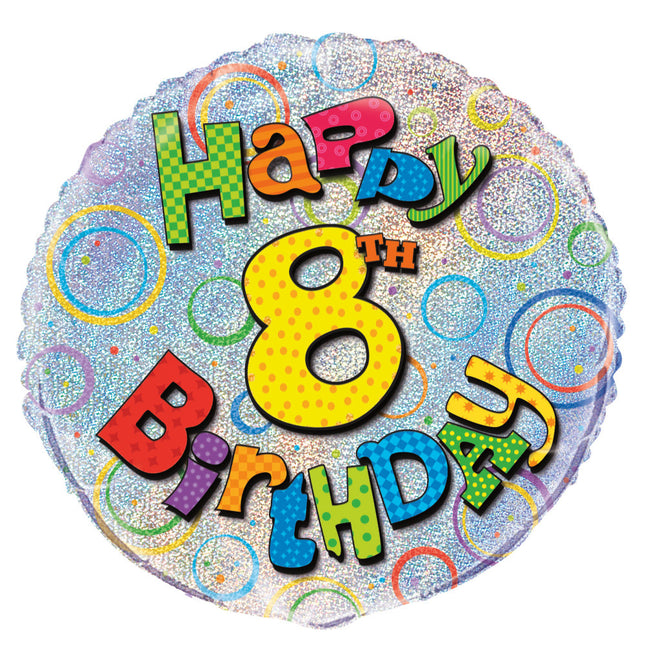 Helium Ballon 8 Jahre Glitter 45cm leer