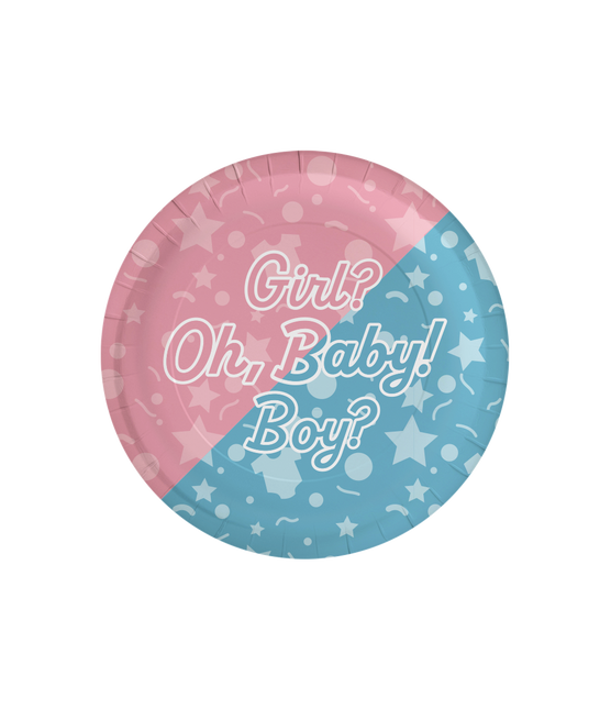 Gender Reveal Plates Oh Baby! 23cm 8Stück