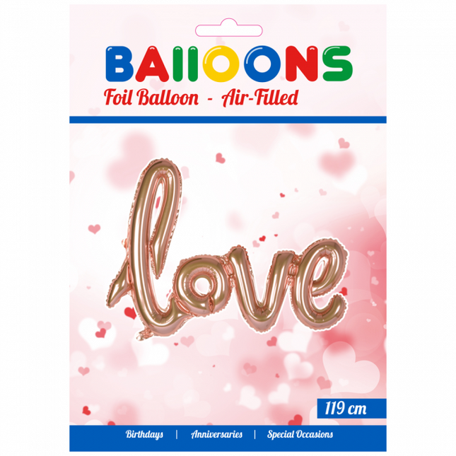 Folienballon Love Rose Gold 1.19m leer