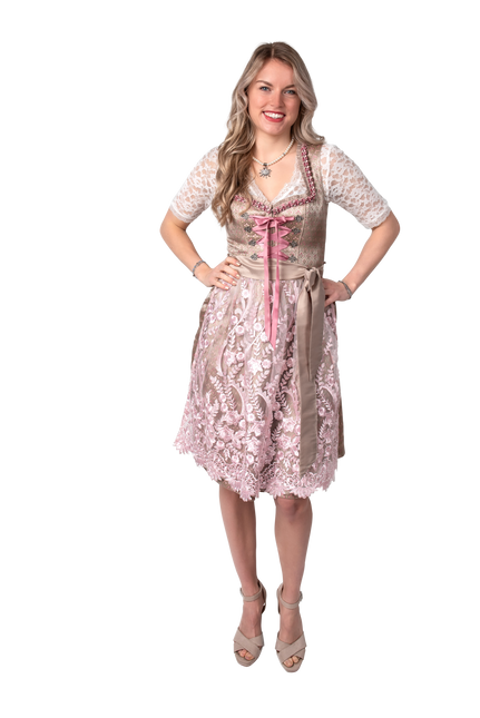 Gold Rosa Dirndl Kleid Oktoberfest Damen 2 Stück