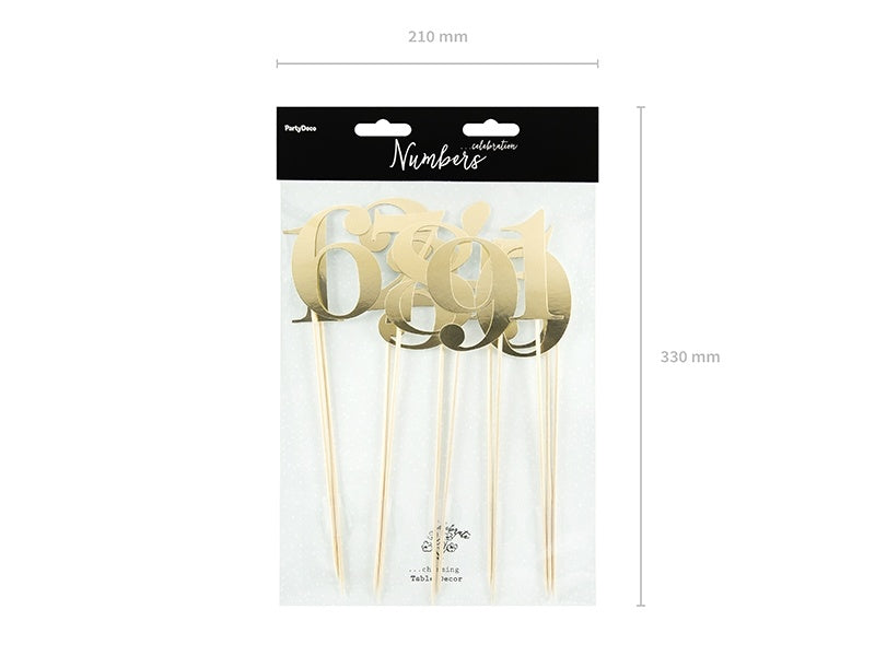 Zahlenpicks Gold 25,5cm 11Stück