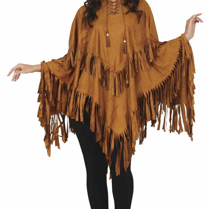 Poncho Damen Braun M