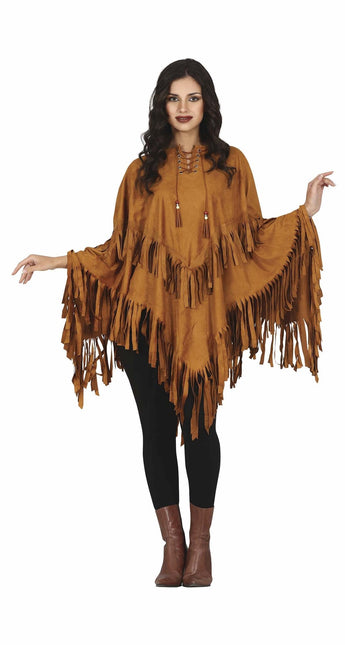 Poncho Damen Braun M