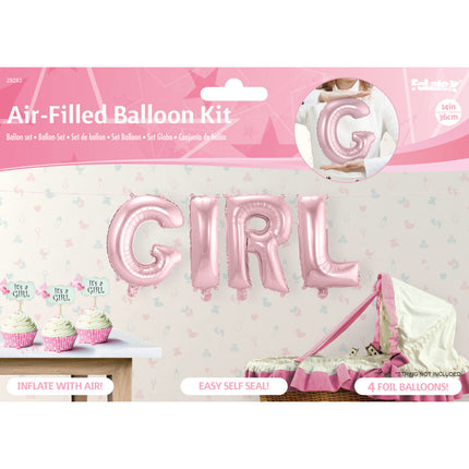 Geburt Ballons Brief Set Mädchen 36cm