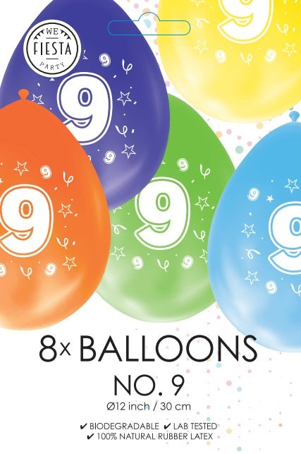 Bunte Ballons 9 Jahre 30cm 8Stück