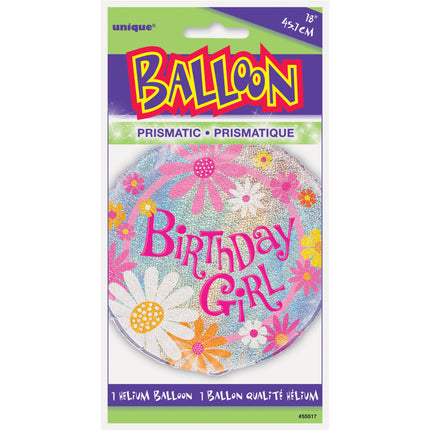 Helium Ballon Birthday Girl 45cm leer