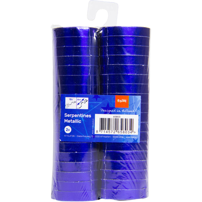 Blaue Serpentinen Metallic 4m 18 Ringe 2St.