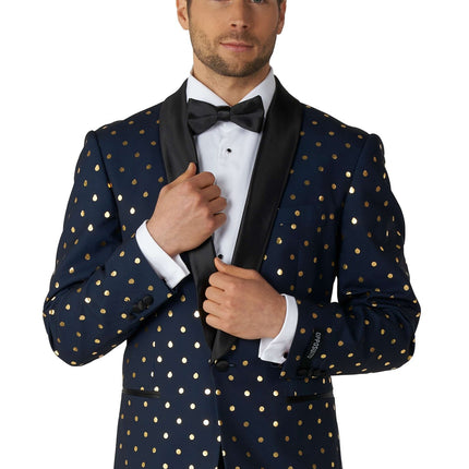 Dunkelblau Gold Gepunkteter Smoking Männer OppoSuits