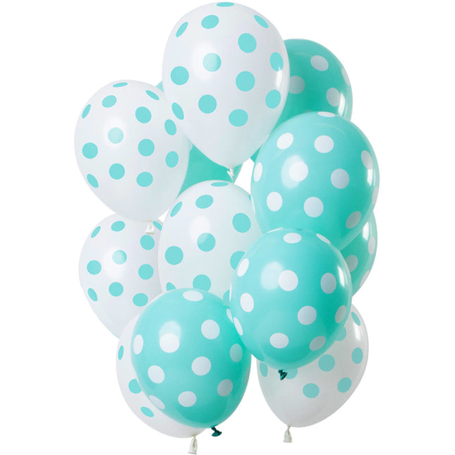 Mintgrüne Ballons Dots 30cm 12Stück