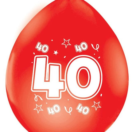 Rote Ballons 40 Jahre Metallisch Doppelseitig 30cm 8Stk.