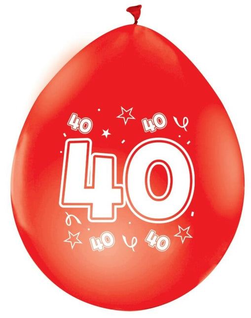 Rote Ballons 40 Jahre Metallisch Doppelseitig 30cm 8Stk.