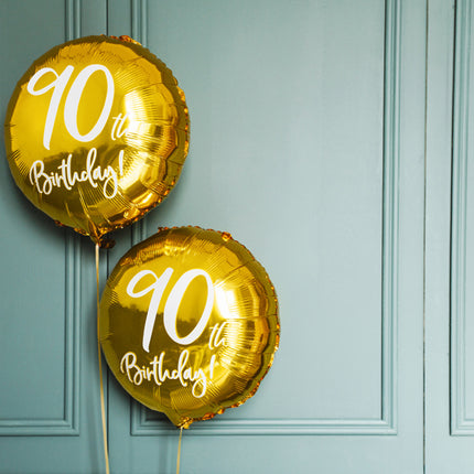 Helium Ballon 90Th Geburtstag Gold Leer 45cm