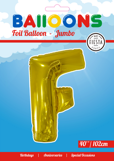 Folienballon Buchstabe F Gold XL 102cm leer