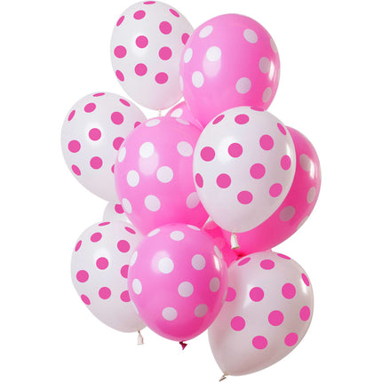 Rosa Luftballons Dots 30cm 12Stück