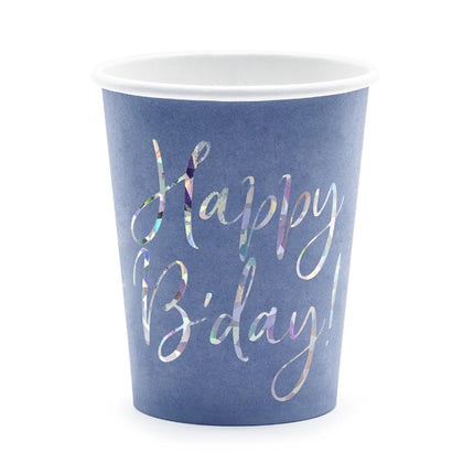 Happy Birthday Becher Blau 220ml 6 Stück