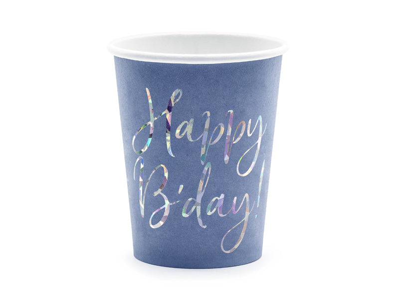 Happy Birthday Becher Blau 220ml 6 Stück