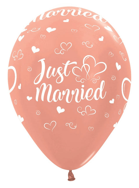 Ballons Just Married Hearts Metallic Rose Gold 30cm 25 Stk.