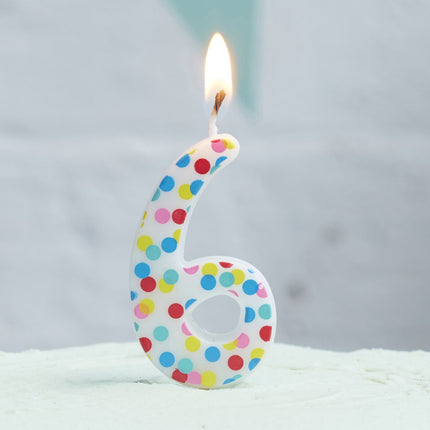 Kerze 6 Jahre Dots 9cm