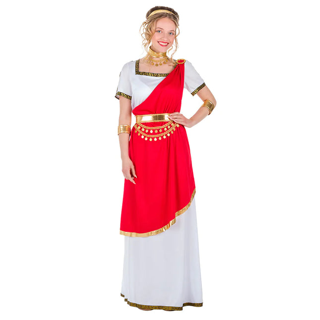 Römisches Kleid Rot Weiß Damen