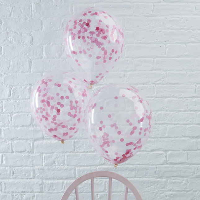 Rosa Konfetti Ballons 30cm 5Stück